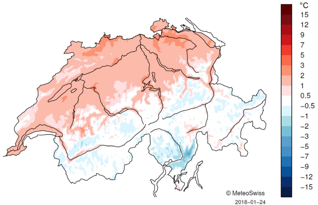 Temperature anomaly January, Switzerland
