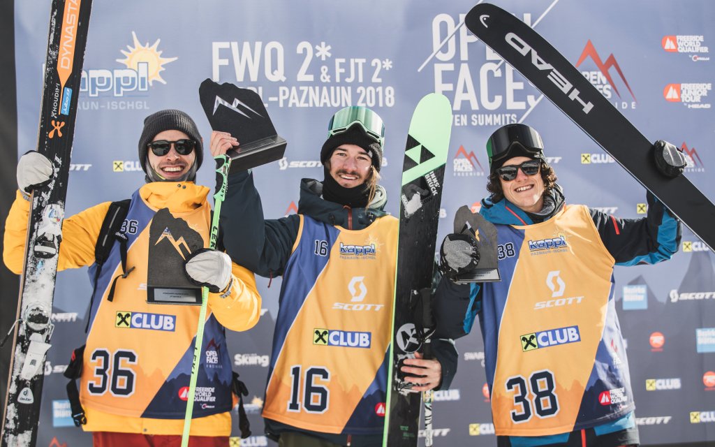 Men's ski podium: Martin Krautschneider, Tobias Wohlmannstetter, Tao Kreibich (from left)