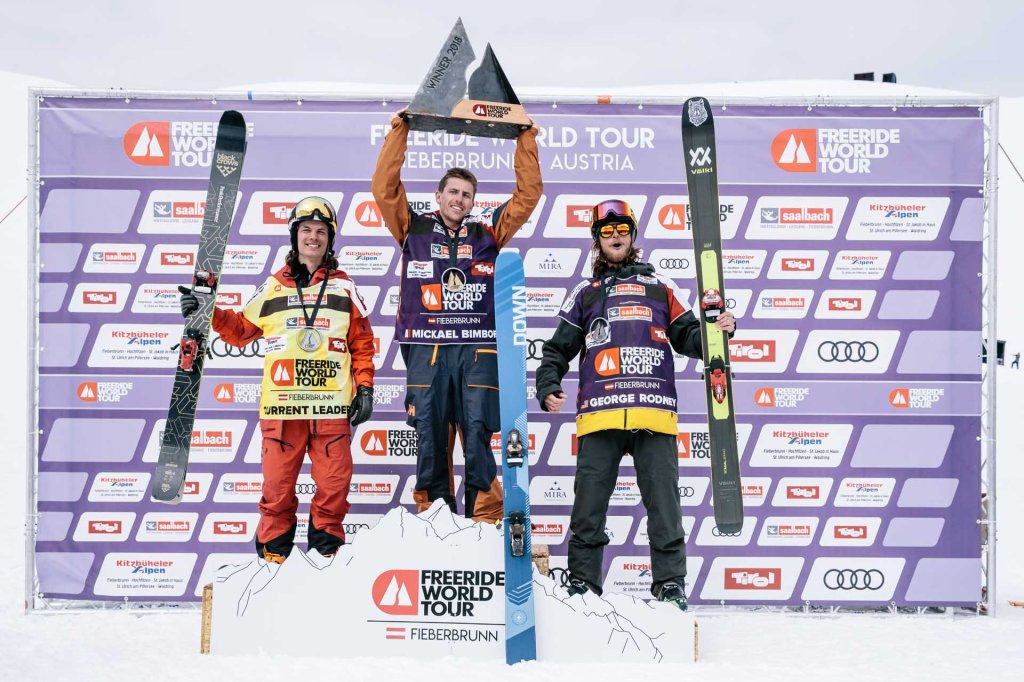The men's skiing podium (from left to right): Kristofer Turdell, Mickael Bimboes, George Rodney.