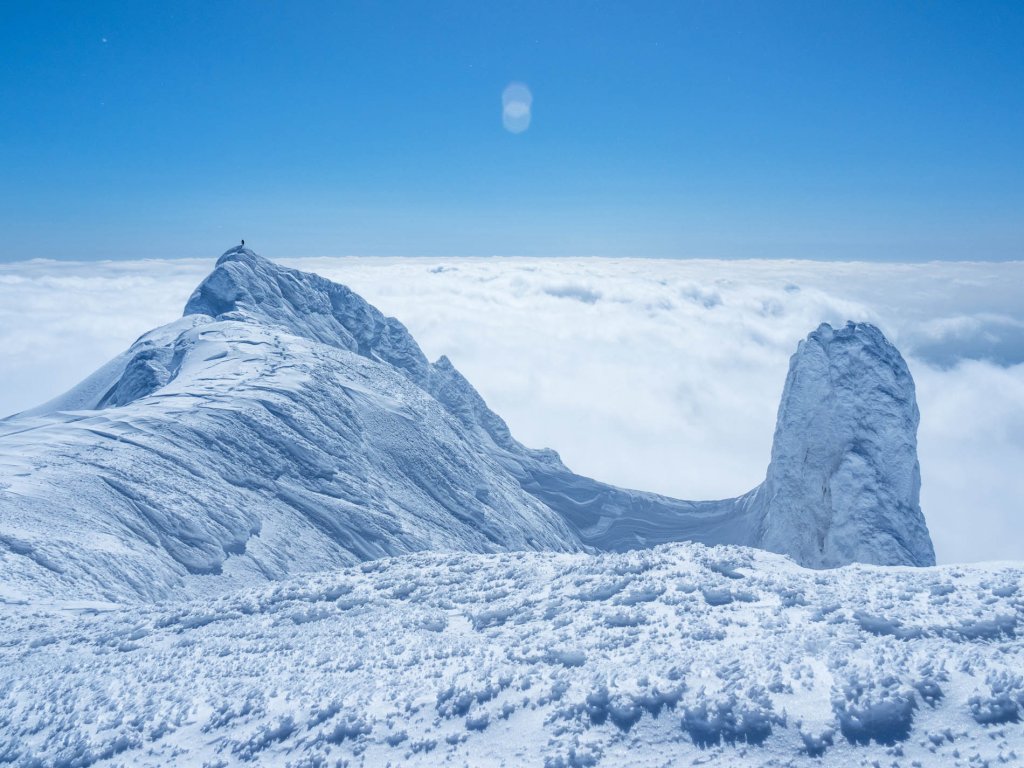 Rime ice near the summit