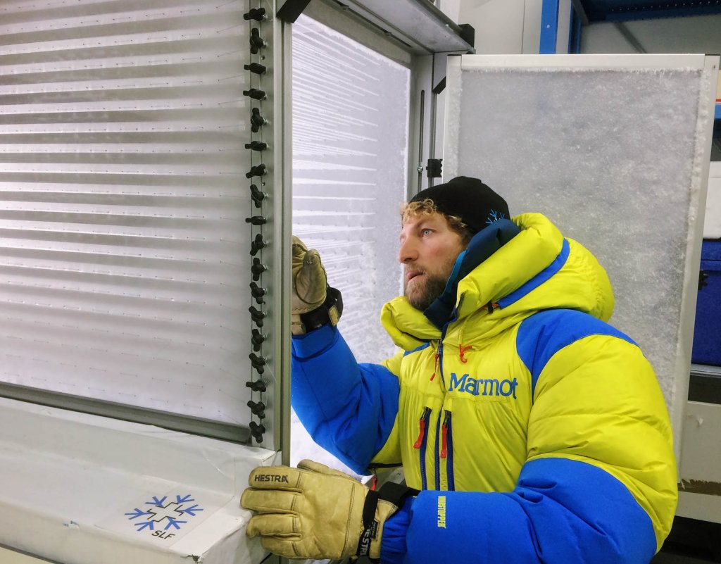 Jürg inspects the snowmaker's nucleation cords