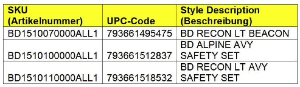 Db Rcal Ul Voluntary recall: BD Recon LT avalanche transceiver | PowderGuide